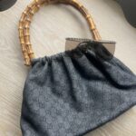 Gucci Canvas Bamboo Handle Bag
