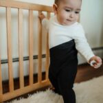 Two Toned B/W Ribbed Footie