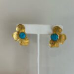 Sterling Silver/Gold Filled 1/2 Flower and Turquoise Earrings