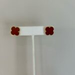 Red Sterling Silver/Gold Plated Clover Earrings 15mm