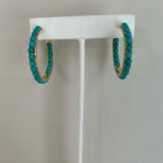 Gold Plated Over Sterling Silver Turquoise Hoops