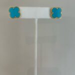 Turquoise Sterling Silver/Gold Plated Clover Earrings 15mm