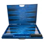 Blue / Black Marble Lucite Acrylic Backgammon Set
