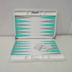 White / Turquoise Lucite Acrylic Backgammon Set