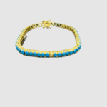 Oval Turquoise Gold Tennis Bracelet