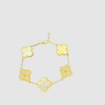Mother of Pearl Gold Clover Bracelet with czs