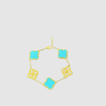 Summer Staple Turquiose and cz Clover Bracelet
