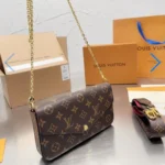 Brown leather L Flat Bag With Chain/Strap Pre-Order