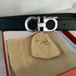 F Belt with Thick Silver Buckle