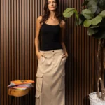 SYLC Beige Cotton Cargo Skirt