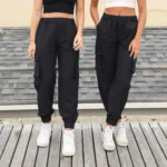 SYLC Black Cotton Cargo Pants