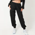 SYLC Black Nylon Cargo Pants