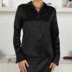 SYLC Black Satin Button Down