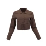 SYLC Brown Crop Cotton Linen Button Down