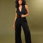 SYLC Black Cotton Wide Leg Cargo