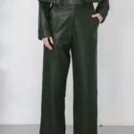 SYLC Olive Green Vegan Leather Pants