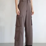 SYLC Taupe Cotton Wide Leg Cargo