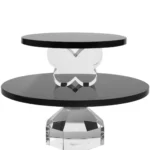 Double Tier Crystal Cake Plate Black/Clear