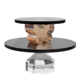 Double Tier Crystal Cake Plate Champagne/Clear