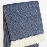 Herringbone Plush Throw- Navy