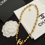 Gold C beaded Necklace