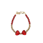 Pearlescent Red and Gold Bow Bracelet