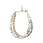 MARBLE WHITE AND SOLID GOLD DOUBLE STRAND BRACELET