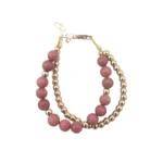 MAUVE AND SOLID GOLD DOUBLE STRAND BRACELET