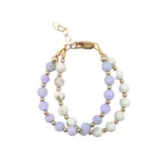 PERIWINKLE AND MARBLE WHITE DOUBLE STRAND BRACELET