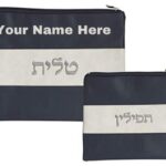 Custom Black/Beige Tallit and Tefillin Set