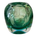 Green and Blue Venetian Glass Square-Shaped Vase